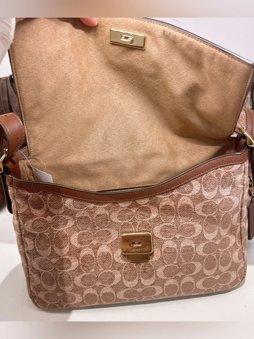 Coach Etta Flap Bag In Signature Chenille light khaki